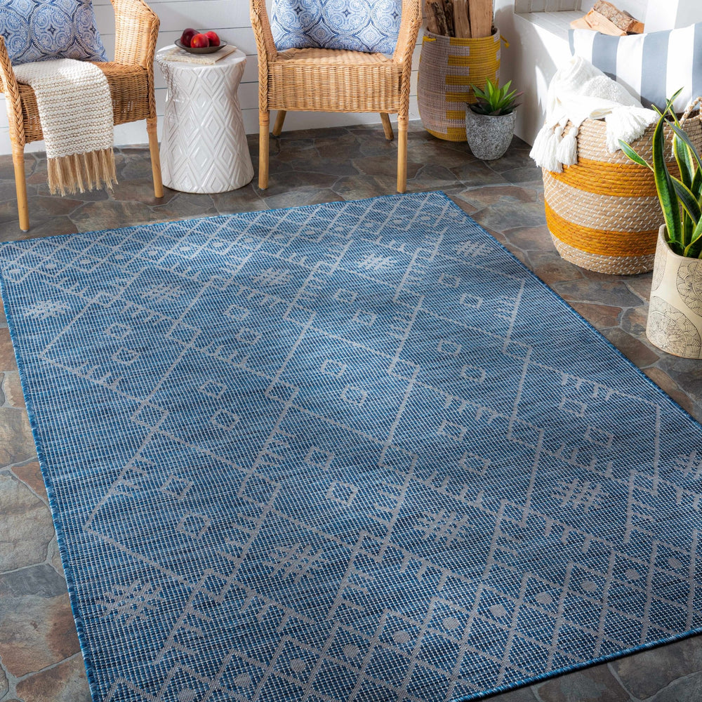 Clophill Blue Modern geometrical Design Outdoor Area Rug - The Rug Decor