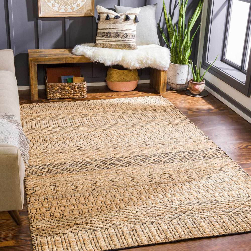 Cloverly Tan And Black Modern Style Hand Woven Area Rug - The Rug Decor