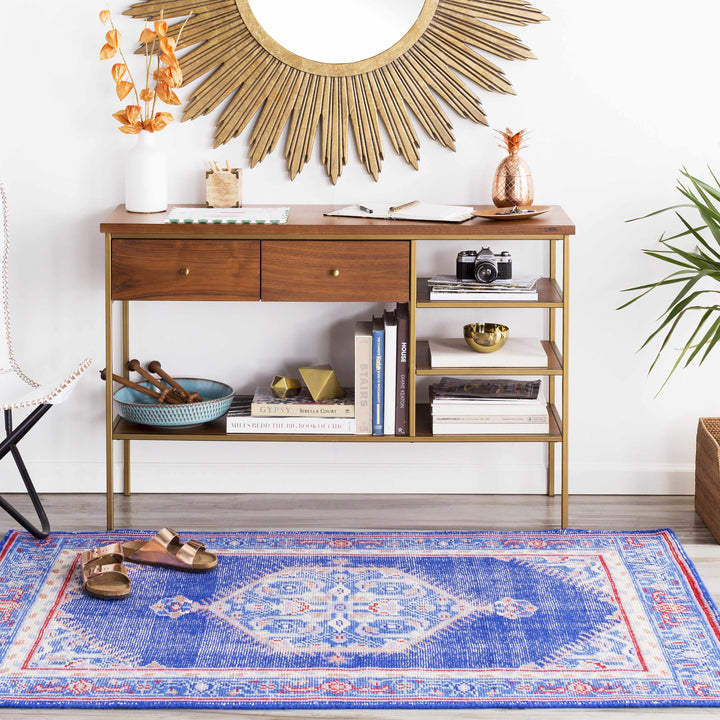 Clearview Traditional Style Blue And Beige Wool Area Rug