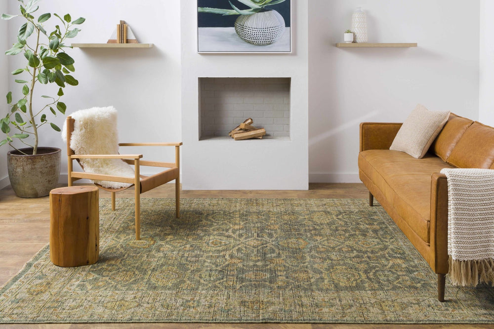 Clunes Traditional Floral Design Beige And Olive Hand Knotted Area Rug - The Rug Decor
