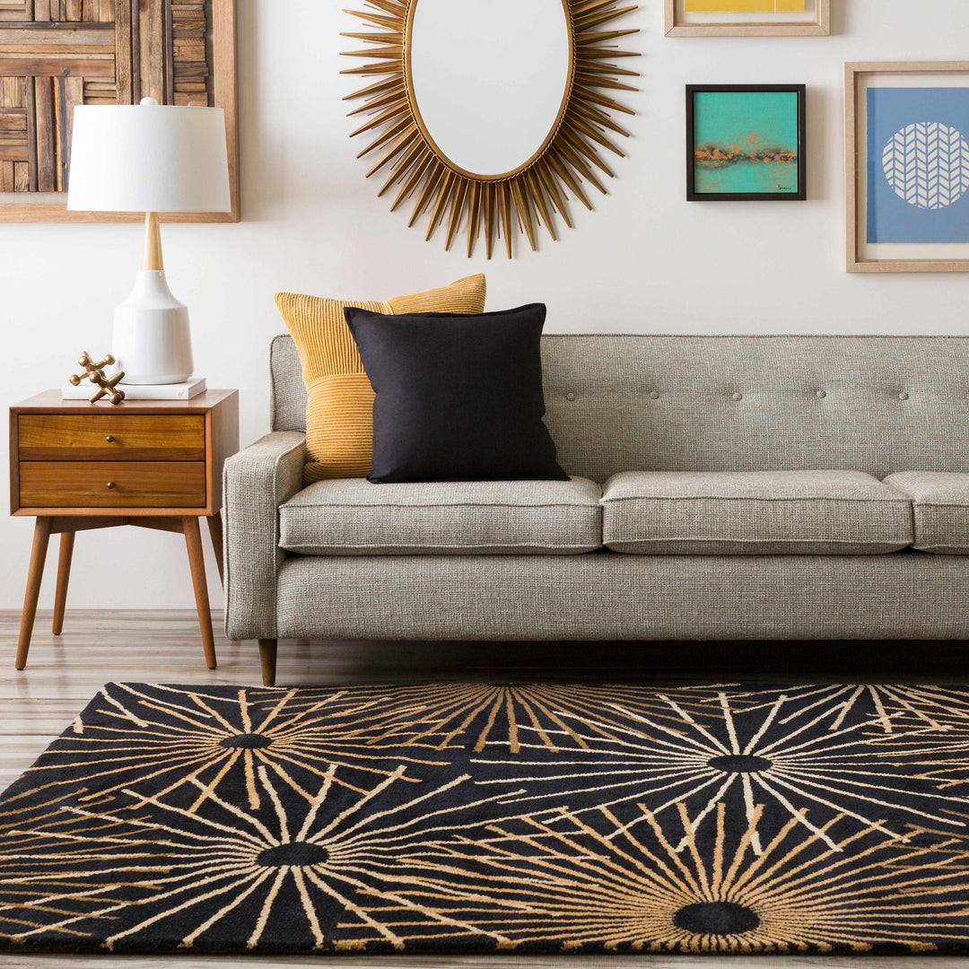 Clover Modern Style Black And Brown Hand Tufted Wool Area Rug