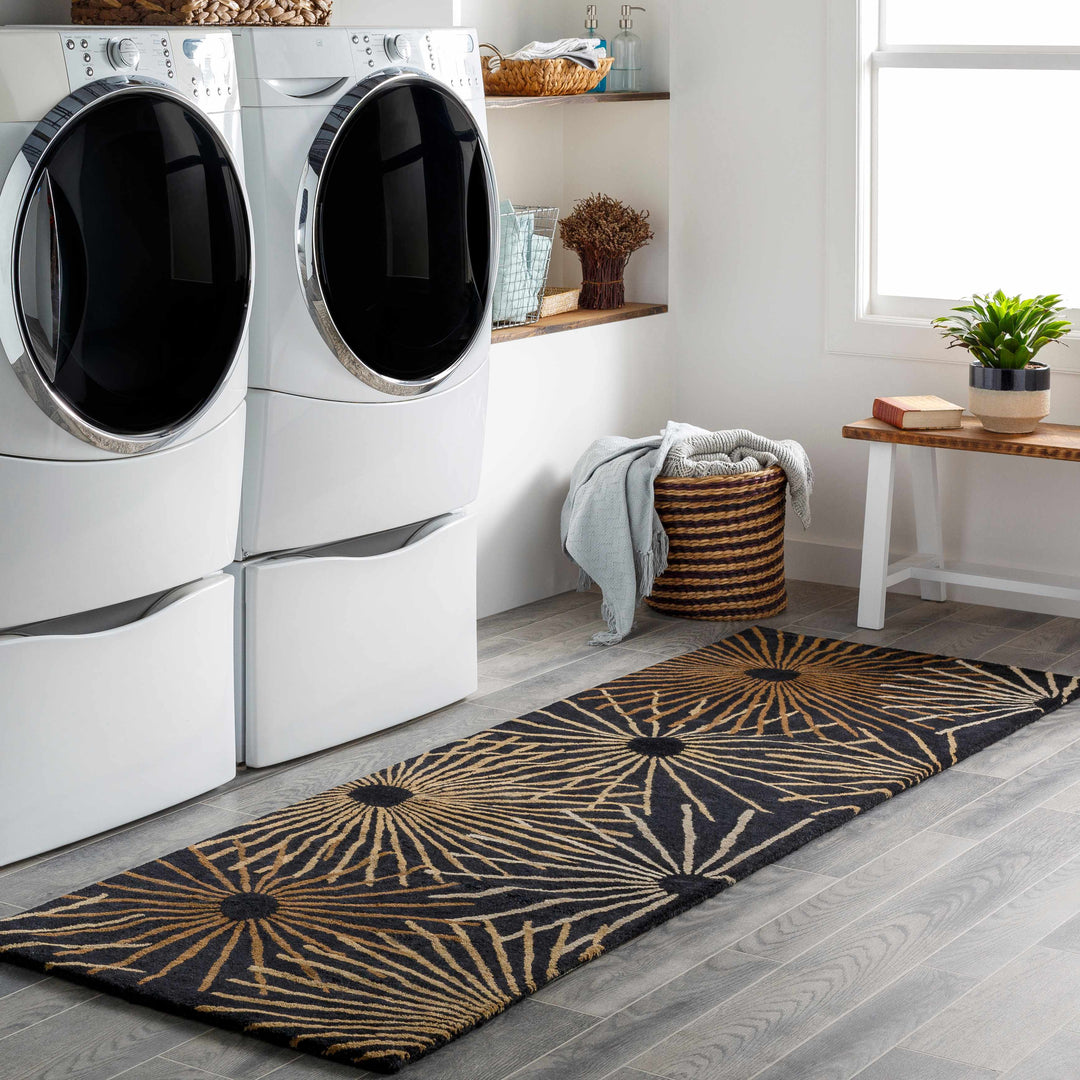 Clover Modern Style Black And Brown Hand Tufted Wool Area Rug