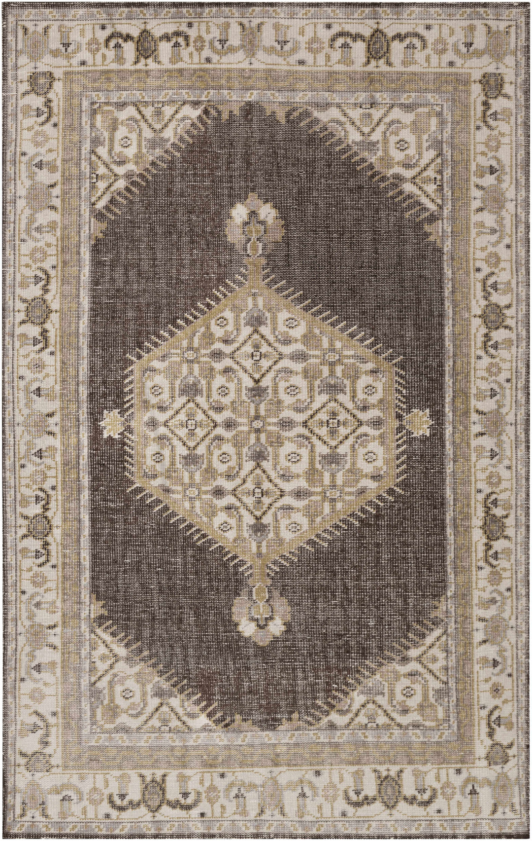 Clyo Traditional Style Brown And Beige Hand Knotted Area Rug