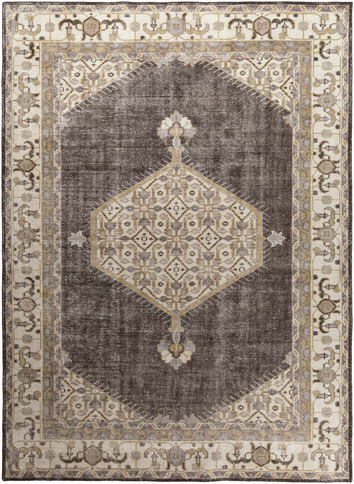 Clyo Traditional Style Brown And Beige Hand Knotted Area Rug