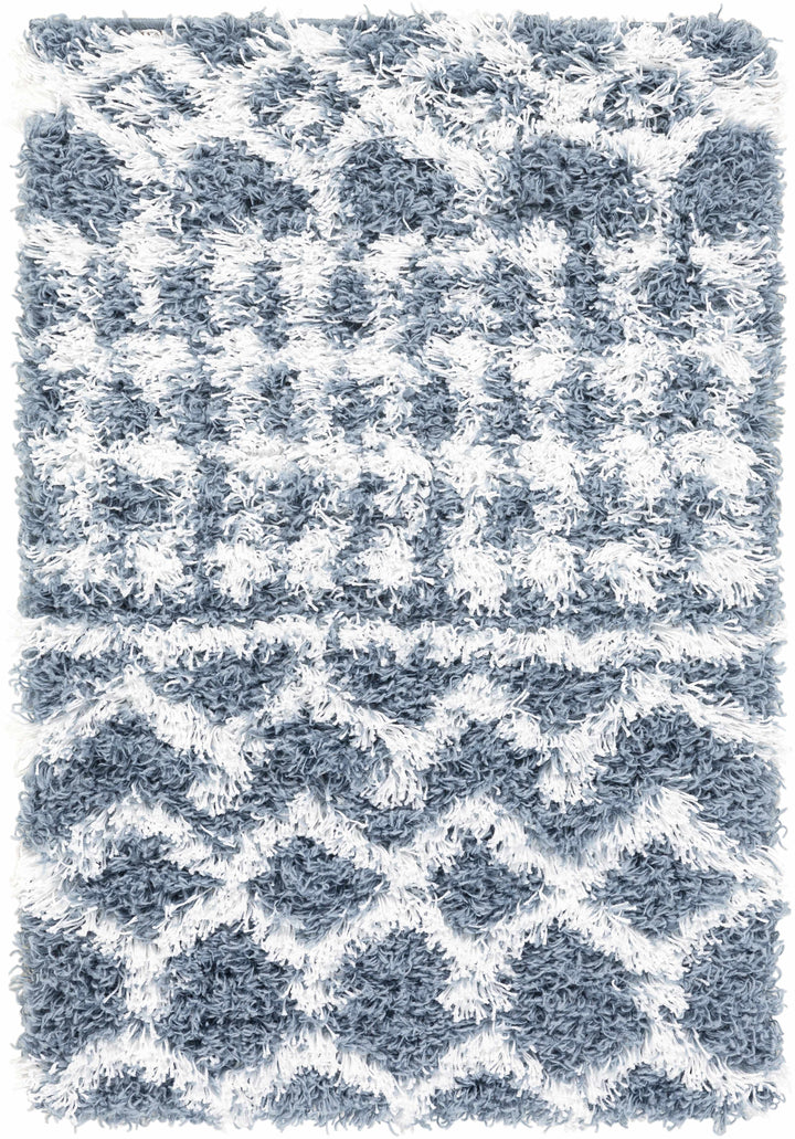 Camp Modern Geometrical Design Blue And Ivory Area Rug