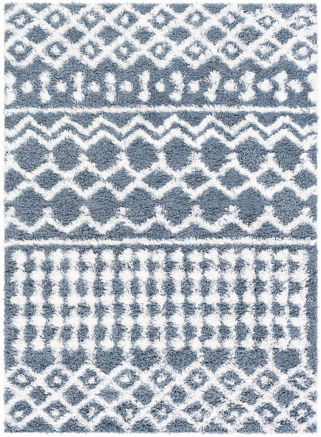 Camp Modern Geometrical Design Blue And Ivory Area Rug