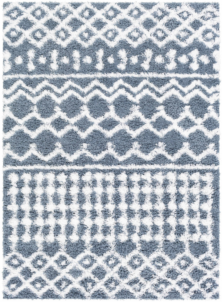 Camp Modern Geometrical Design Blue And Ivory Area Rug