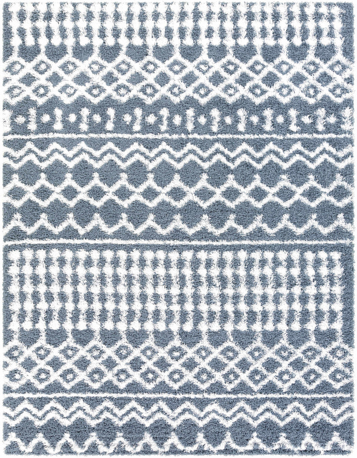 Camp Modern Geometrical Design Blue And Ivory Area Rug