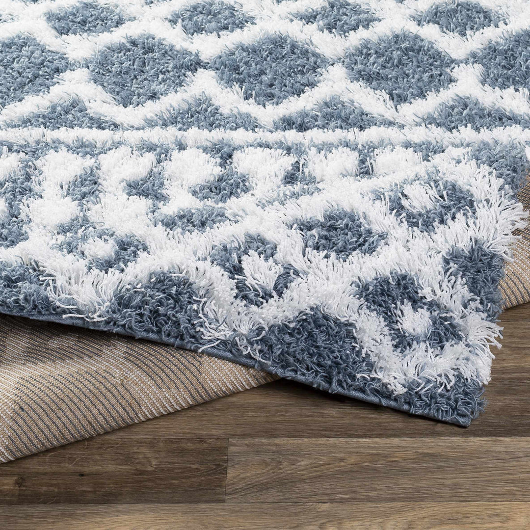 Camp Modern Geometrical Design Blue And Ivory Area Rug