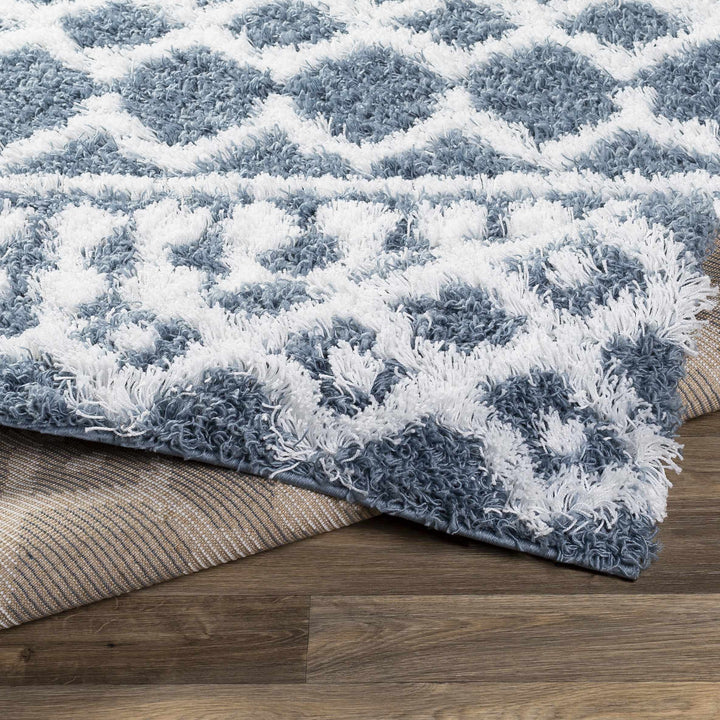 Camp Modern Geometrical Design Blue And Ivory Area Rug
