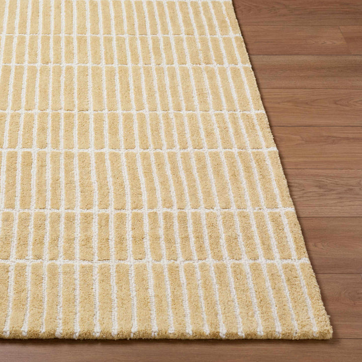 Finial Modern Stripes Design Beige Hand Tufted Wool Area Rug