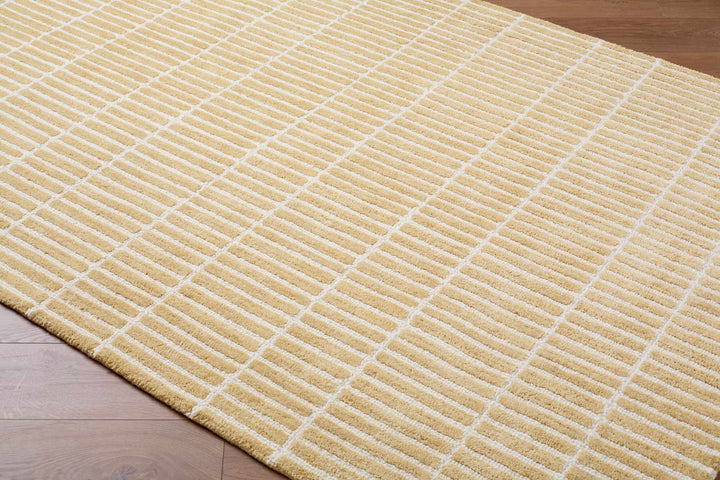 Finial Modern Stripes Design Beige Hand Tufted Wool Area Rug
