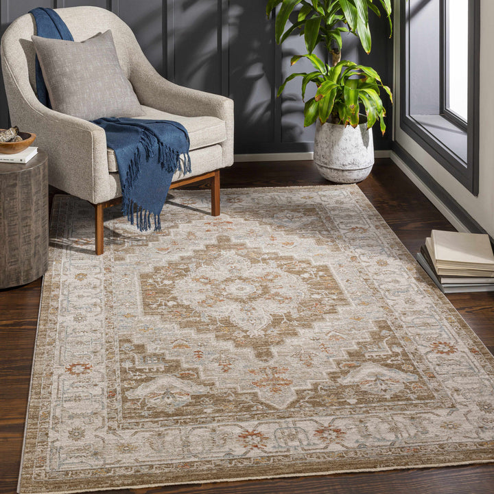 Canadensis Traditional Style Brown And Ivory Area Rug