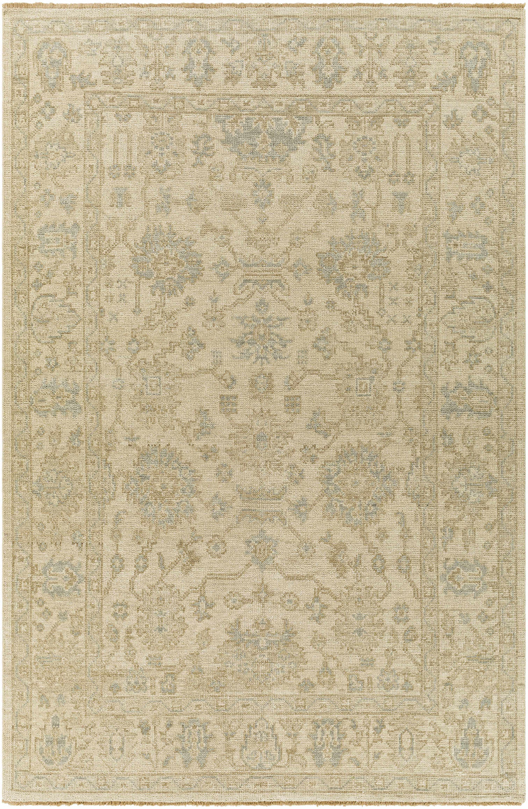 Canning Traditional Floral Design Beige Hand Knotted Area Rug