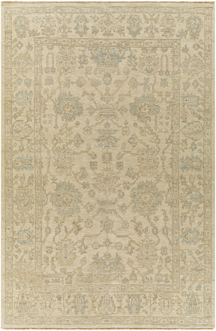Canning Traditional Floral Design Beige Hand Knotted Area Rug