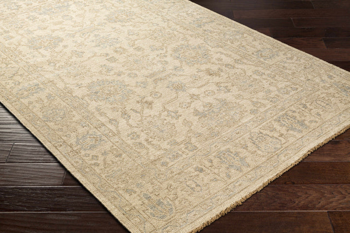 Canning Traditional Floral Design Beige Hand Knotted Area Rug