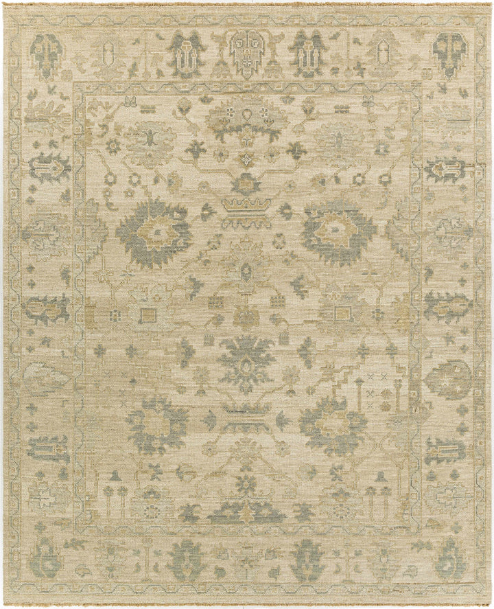 Canning Traditional Floral Design Beige Hand Knotted Area Rug