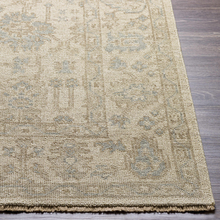 Canning Traditional Floral Design Beige Hand Knotted Area Rug