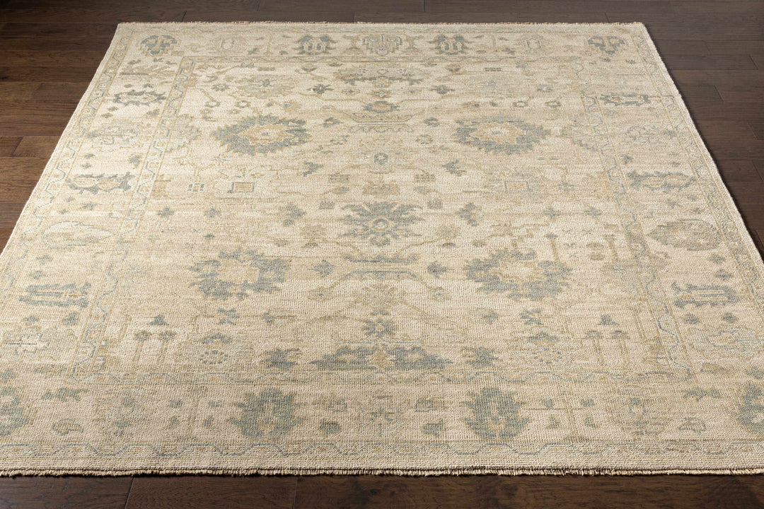 Canning Traditional Floral Design Beige Hand Knotted Area Rug