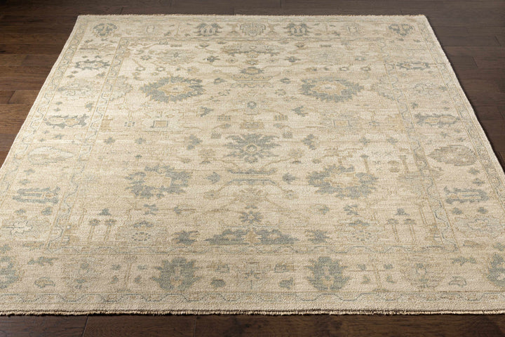Canning Traditional Floral Design Beige Hand Knotted Area Rug