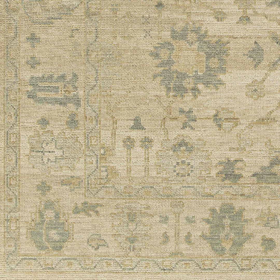 Canning Traditional Floral Design Beige Hand Knotted Area Rug