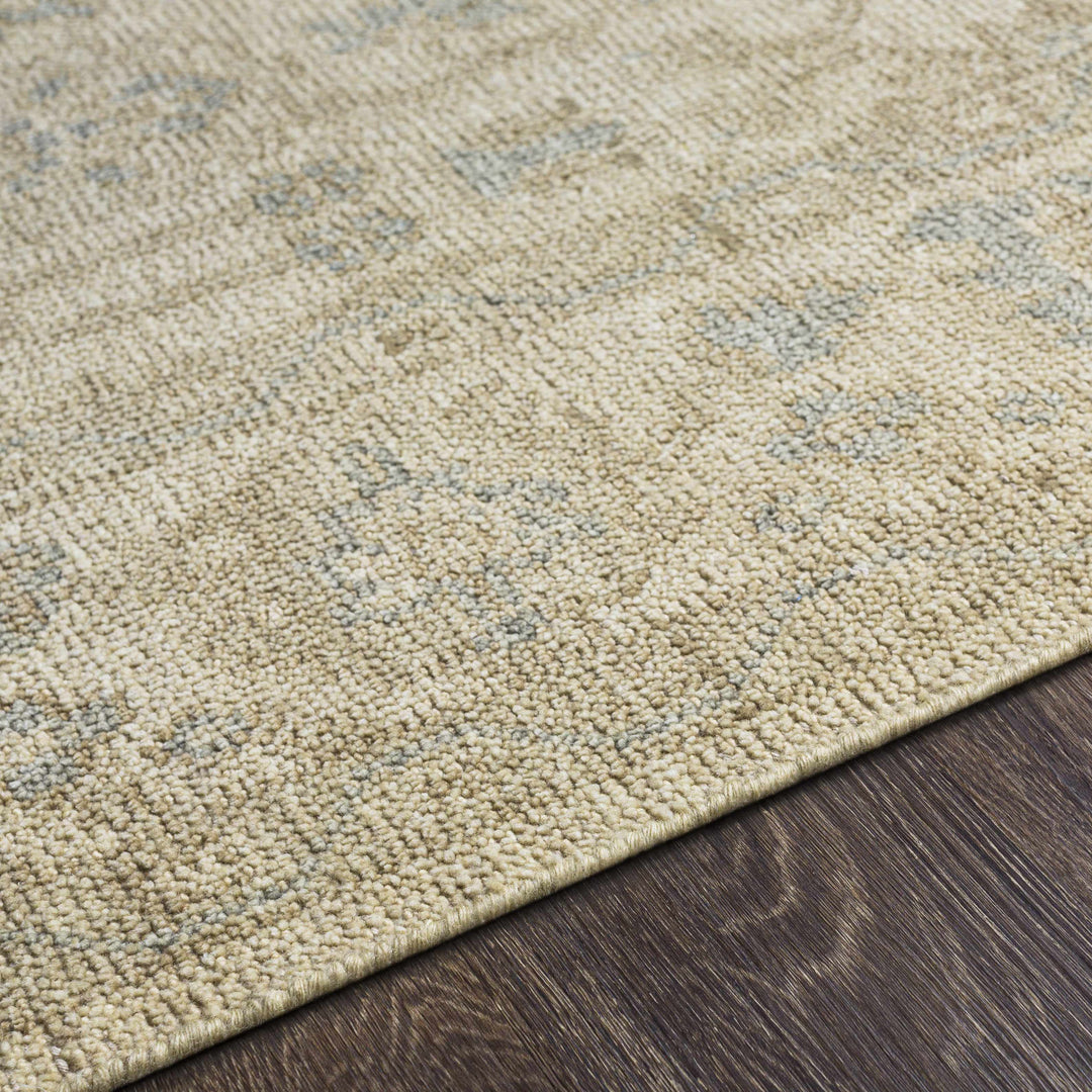 Canning Traditional Floral Design Beige Hand Knotted Area Rug