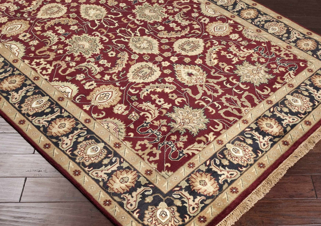 Coalinga Traditional Floral Design Red And Beige Wool Area Rug - The Rug Decor