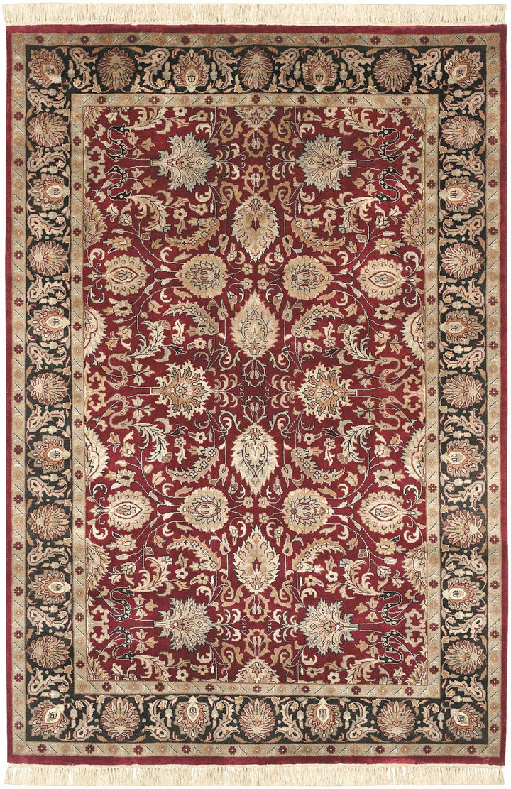 Coalinga Traditional Floral Design Red And Beige Wool Area Rug - The Rug Decor