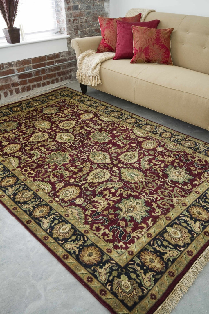 Coalinga Traditional Floral Design Red And Beige Wool Area Rug - The Rug Decor