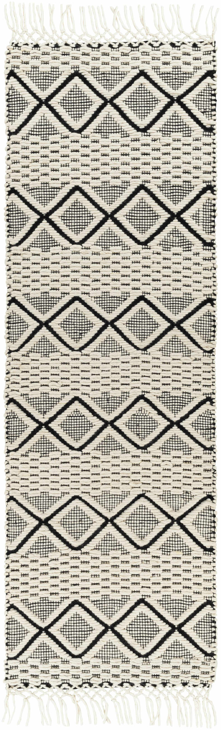 Cobourg Modern Geometrical Ivory And Black Hand Woven Area Rug
