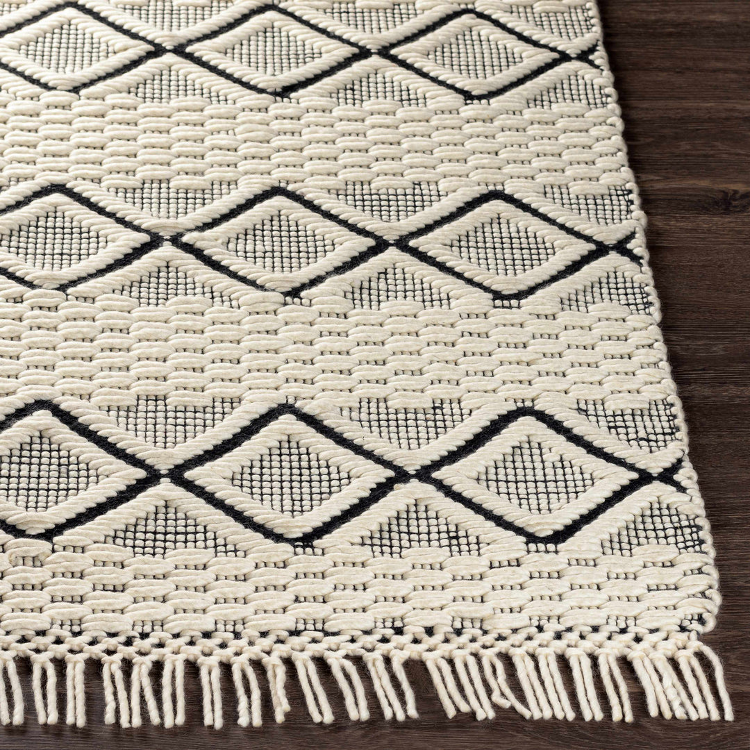 Cobourg Modern Geometrical Ivory And Black Hand Woven Area Rug