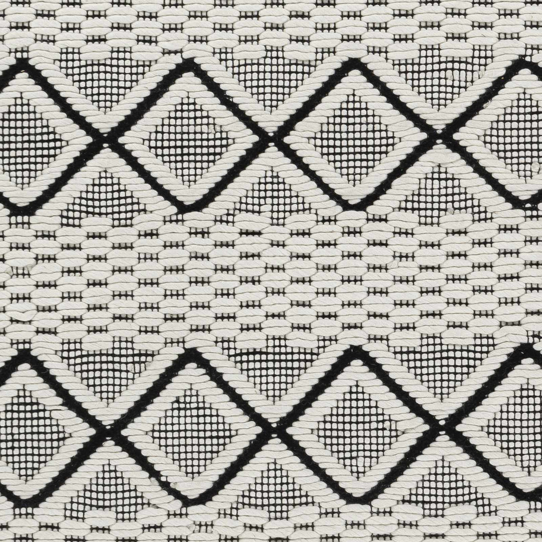 Cobourg Modern Geometrical Ivory And Black Hand Woven Area Rug