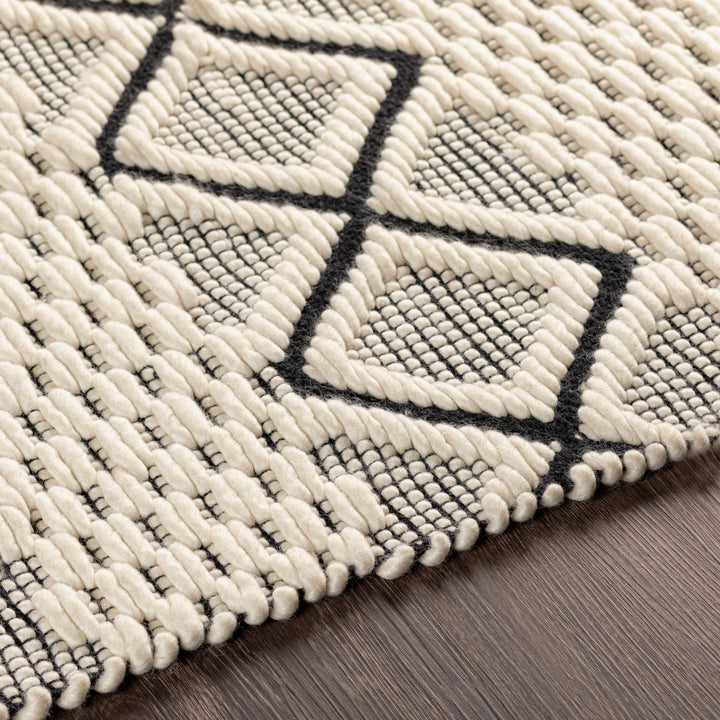 Cobourg Modern Geometrical Ivory And Black Hand Woven Area Rug