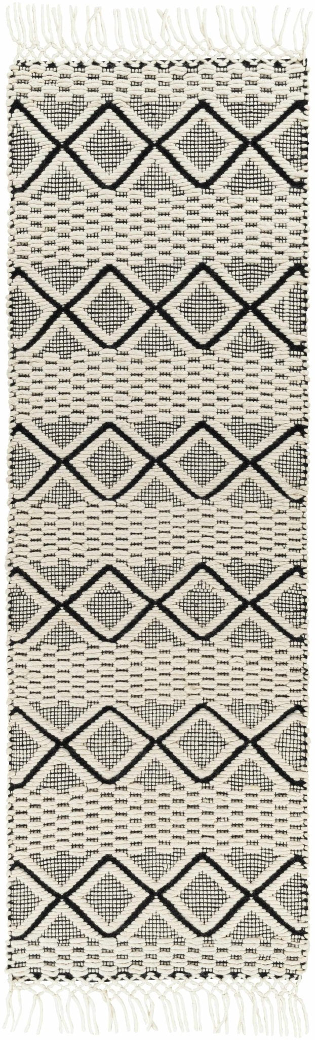Cobourg Modern Geometrical Ivory And Black Hand Woven Area Rug - The Rug Decor