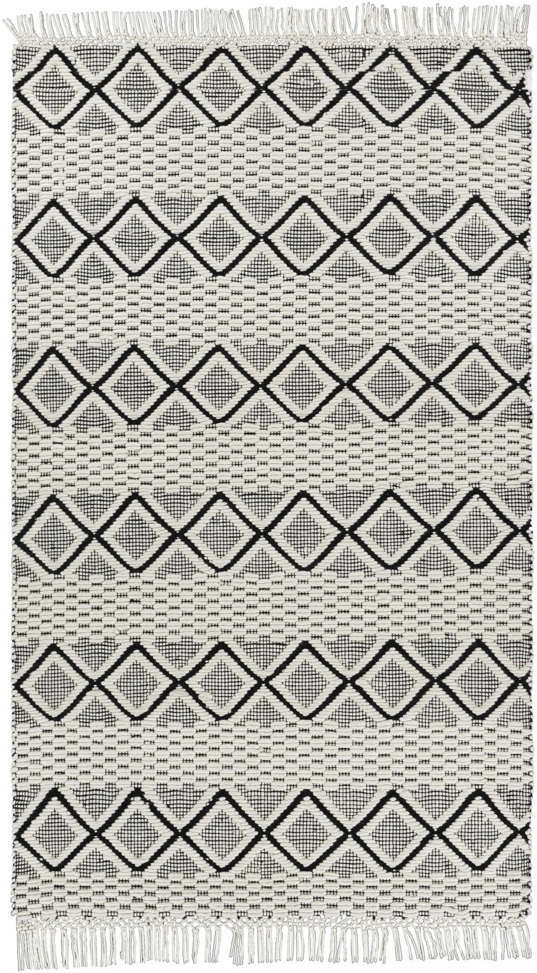 Cobourg Modern Geometrical Ivory And Black Hand Woven Area Rug - The Rug Decor