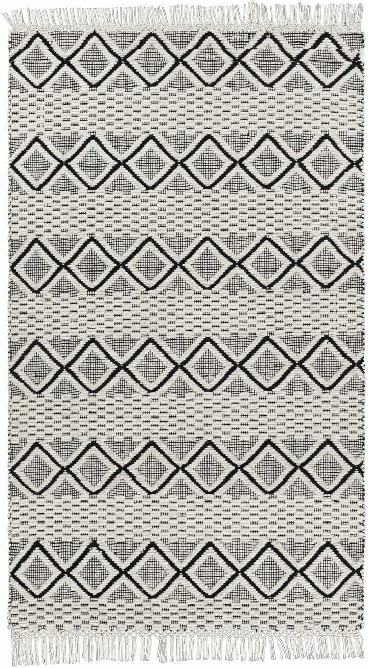 Cobourg Modern Geometrical Ivory And Black Hand Woven Area Rug - The Rug Decor