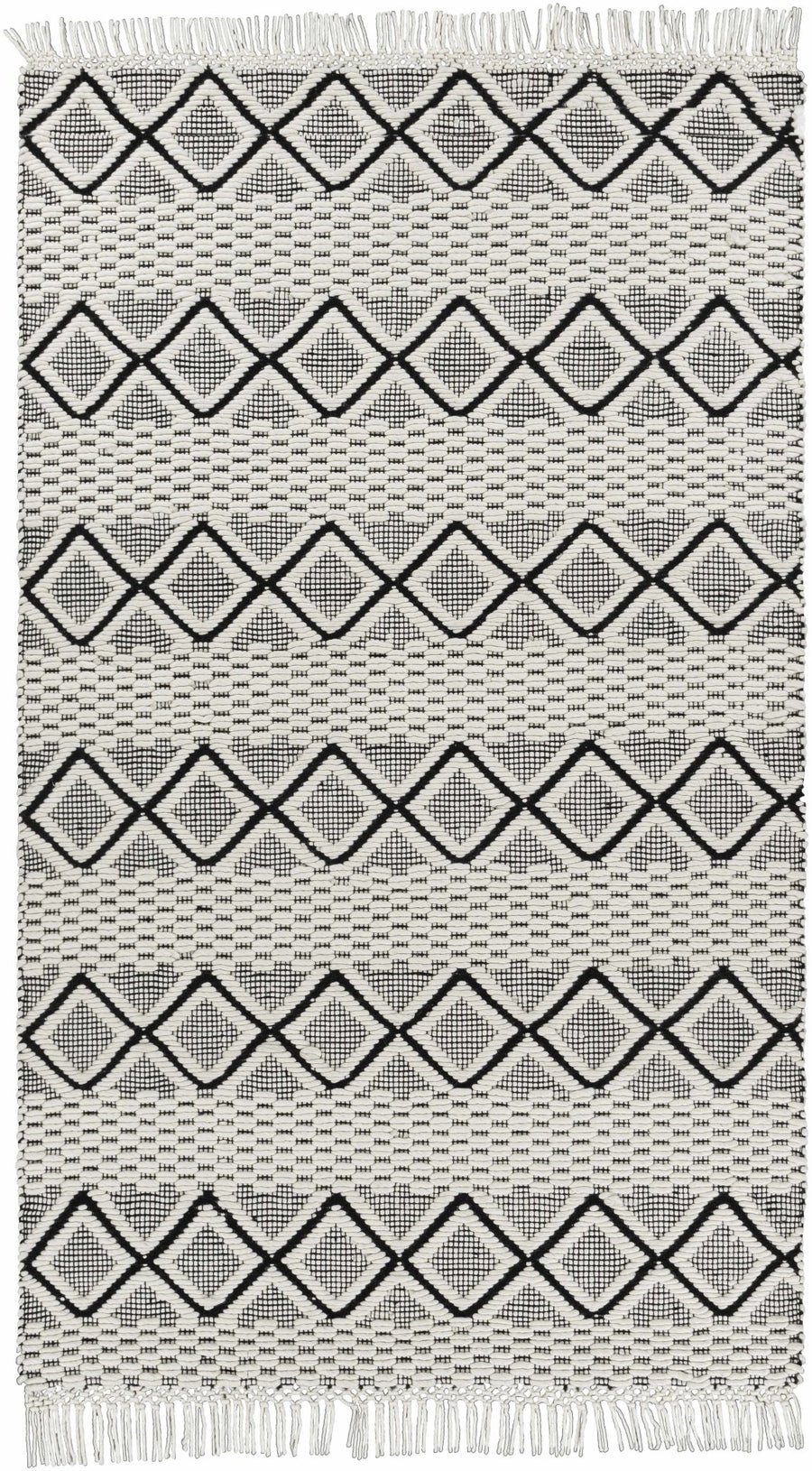 Cobourg Modern Geometrical Ivory And Black Hand Woven Area Rug - The Rug Decor