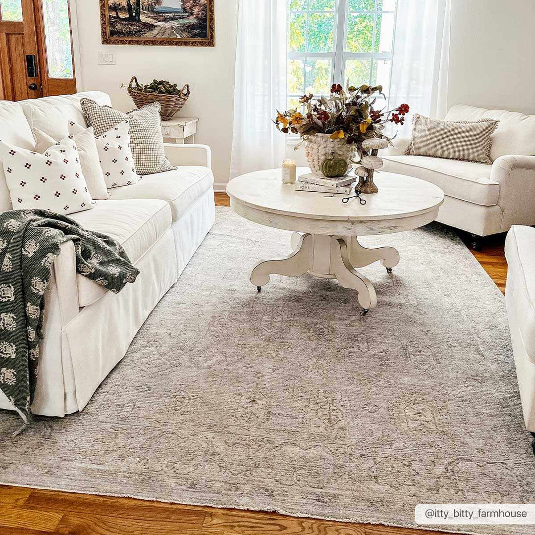 Coby Traditional Floral Design Gray And Beige Area Rug - The Rug Decor
