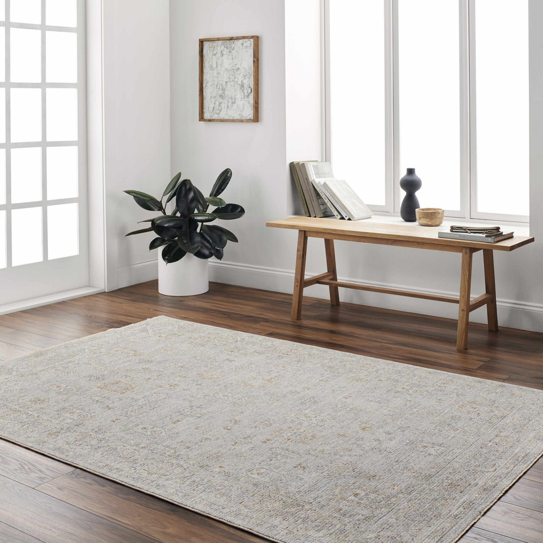 Coby Traditional Floral Design Gray And Beige Area Rug - The Rug Decor