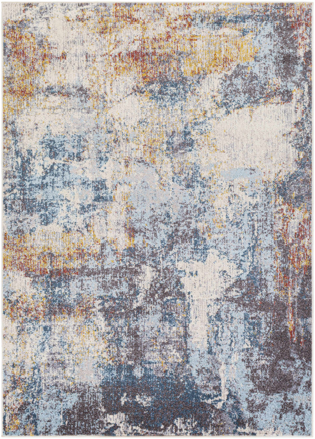 Cofield Modern Abstract Design Ivory And Blue Area Rug