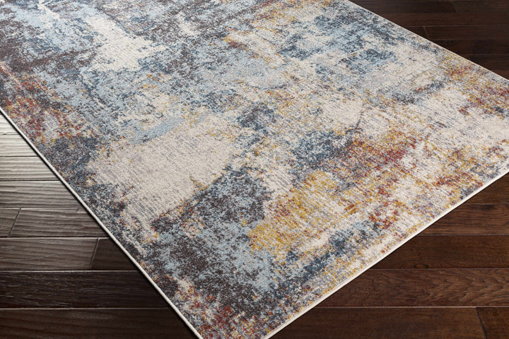Cofield Modern Abstract Design Ivory And Blue Area Rug