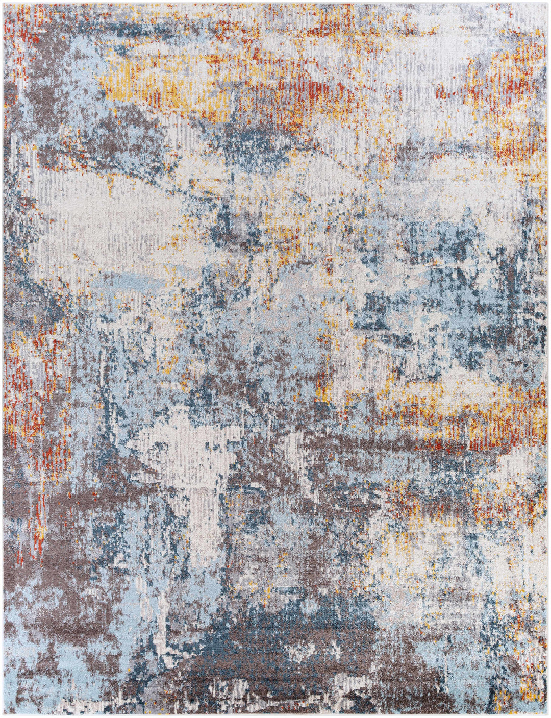 Cofield Modern Abstract Design Ivory And Blue Area Rug