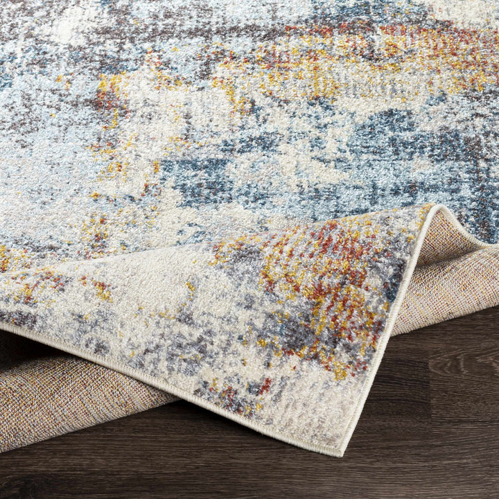 Cofield Modern Abstract Design Ivory And Blue Area Rug