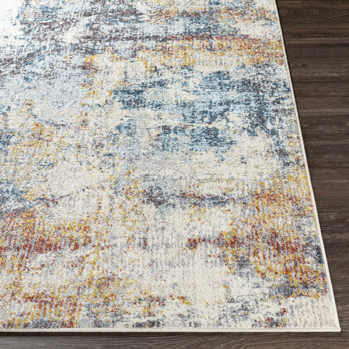 Cofield Modern Abstract Design Ivory And Blue Area Rug