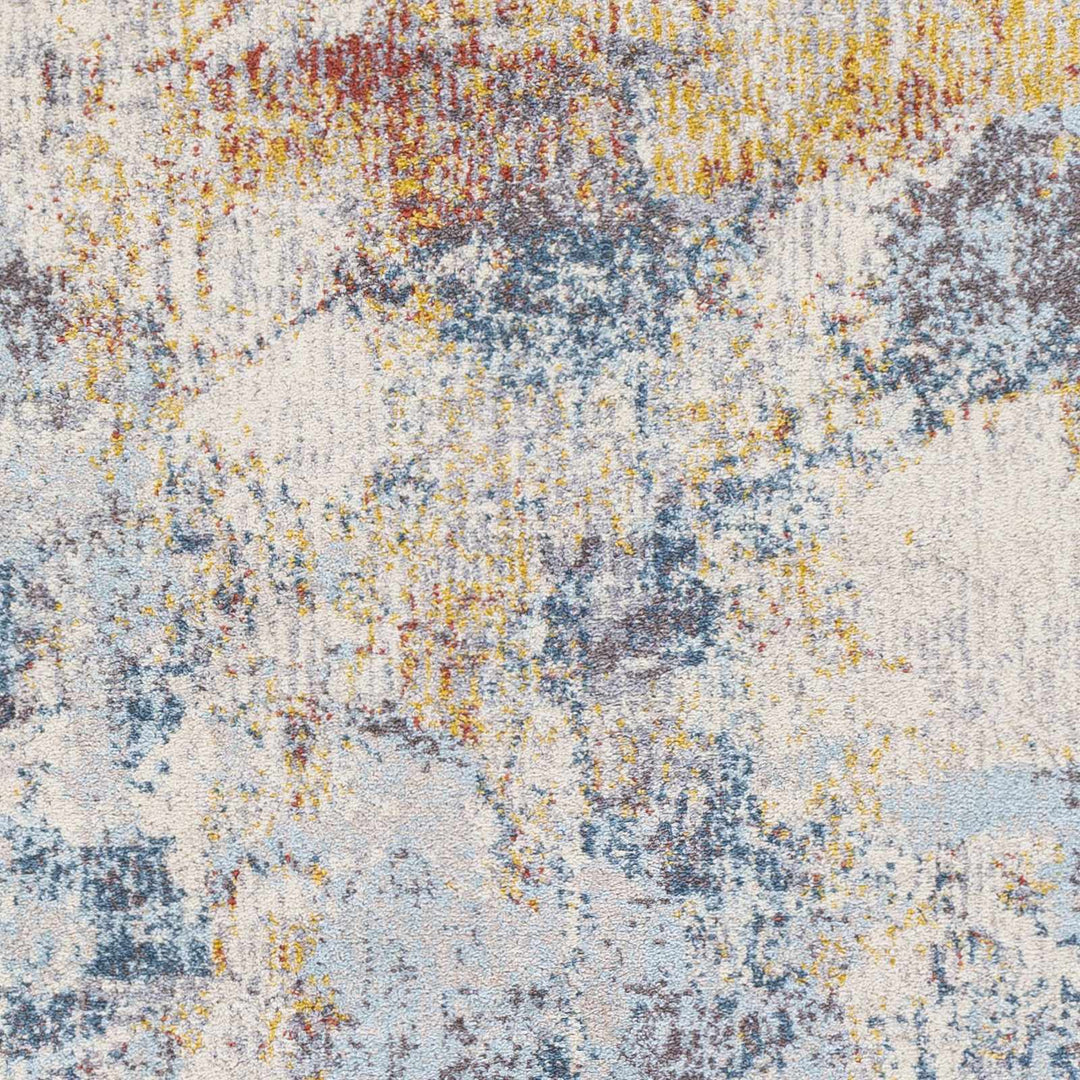 Cofield Modern Abstract Design Ivory And Blue Area Rug