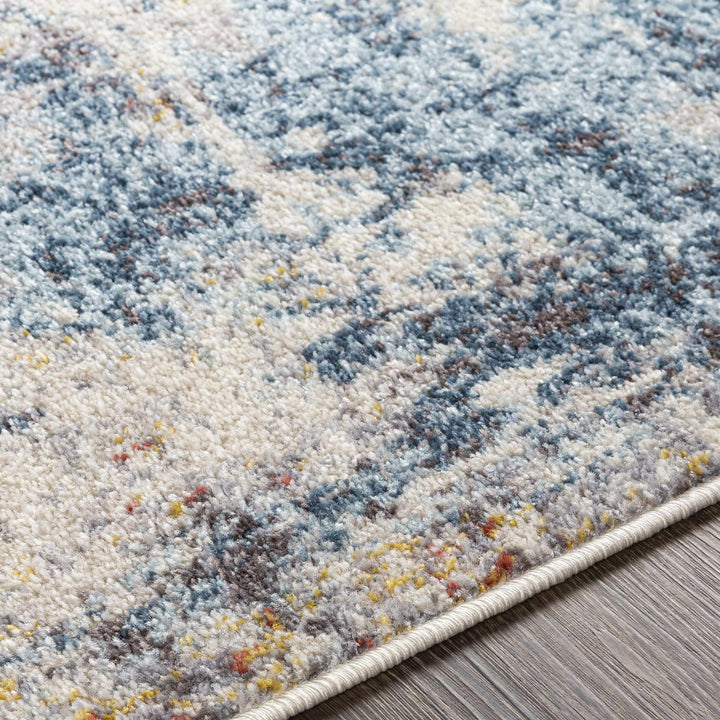 Cofield Modern Abstract Design Ivory And Blue Area Rug