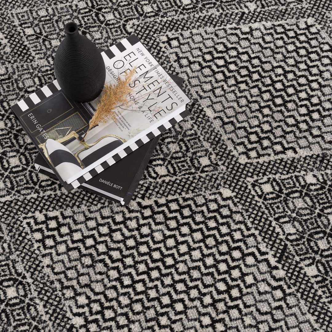 Coledale Modern Geometric Design Black & White Washable Rug - The Rug Decor
