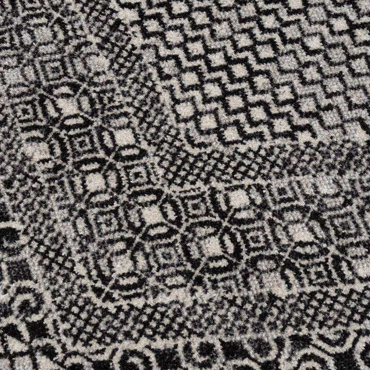 Coledale Modern Geometric Design Black & White Washable Rug - The Rug Decor