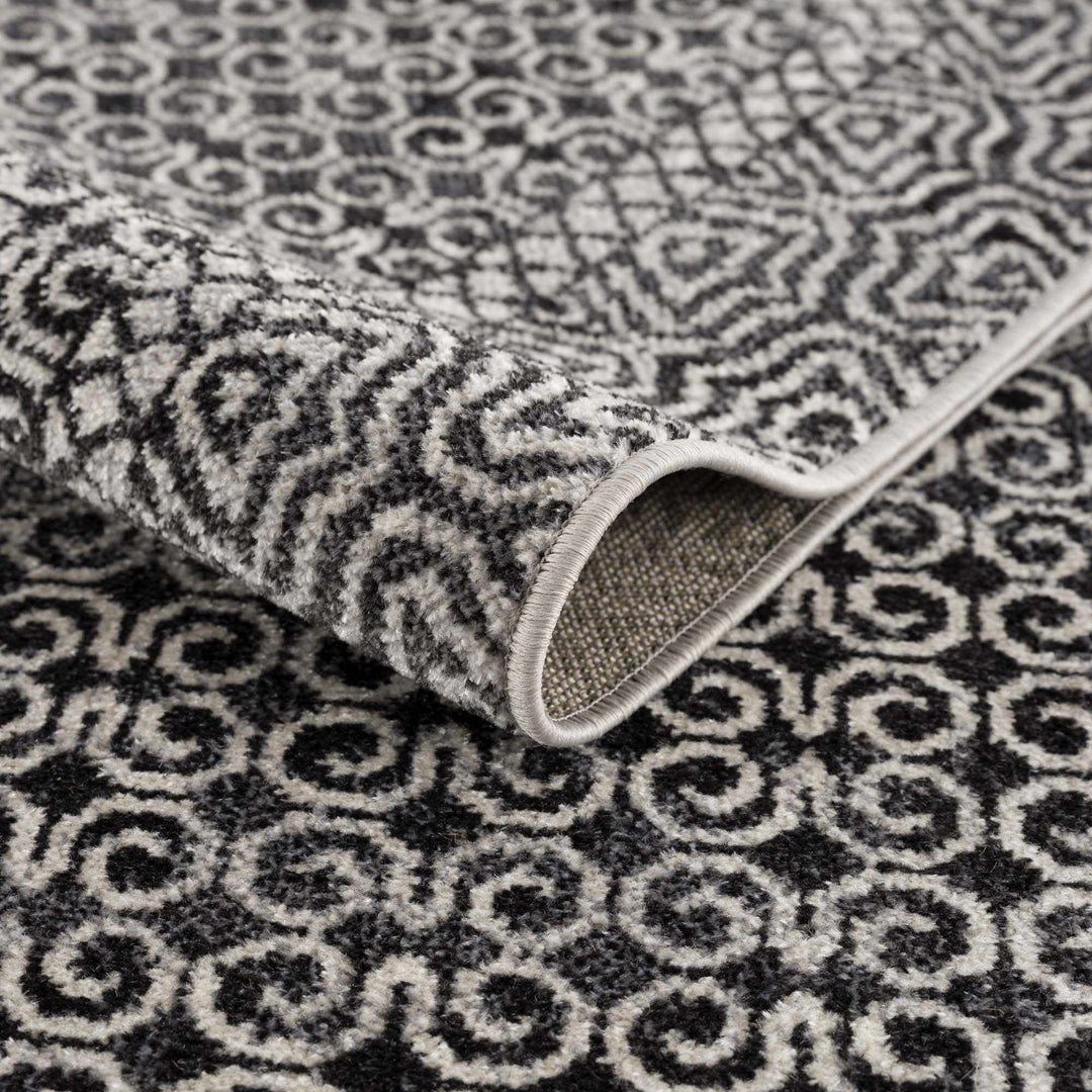 Coledale Modern Geometric Design Black & White Washable Rug - The Rug Decor