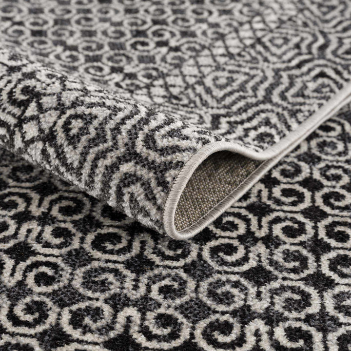 Coledale Modern Geometric Design Black & White Washable Rug - The Rug Decor
